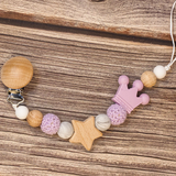 Baby Pacifier Holder – Met Naam – Gepersonaliseerde Houten & Siliconen Kralen