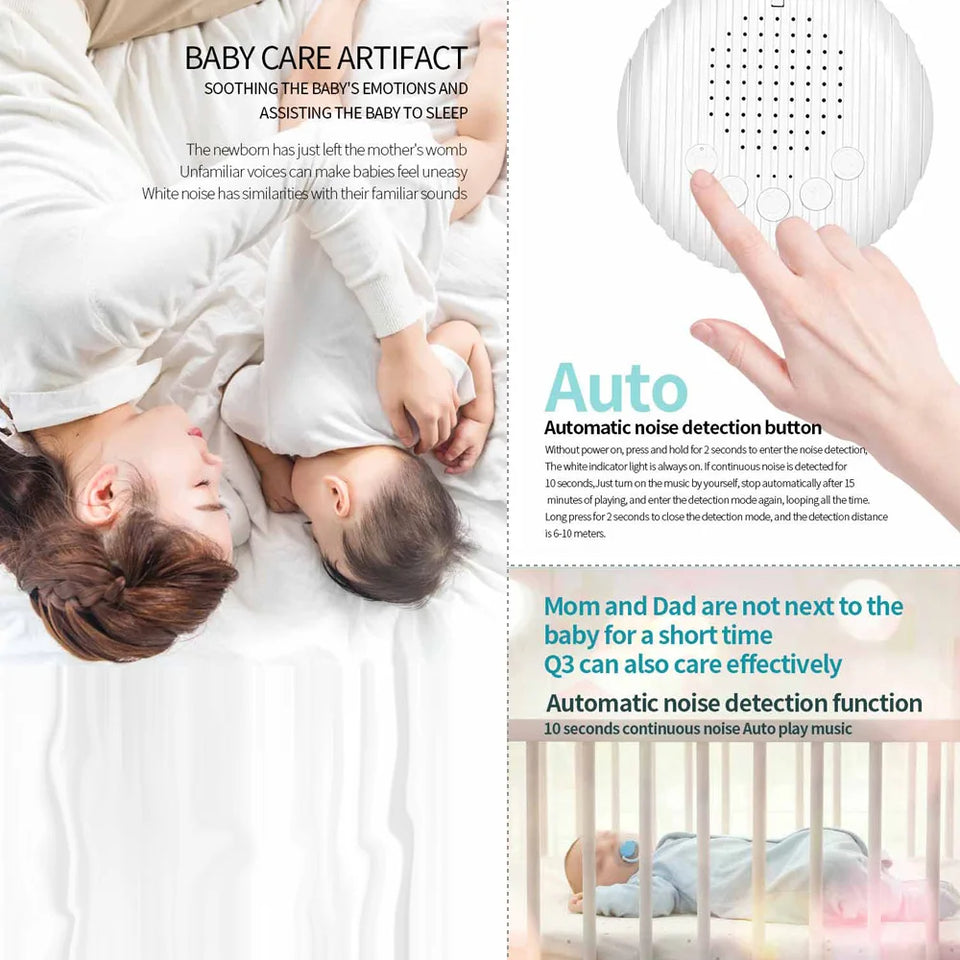 SleepEase – Rust & Reistijd – White Noise Geluidsmachine voor Baby's