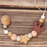 Baby Pacifier Holder – Met Naam – Gepersonaliseerde Houten & Siliconen Kralen