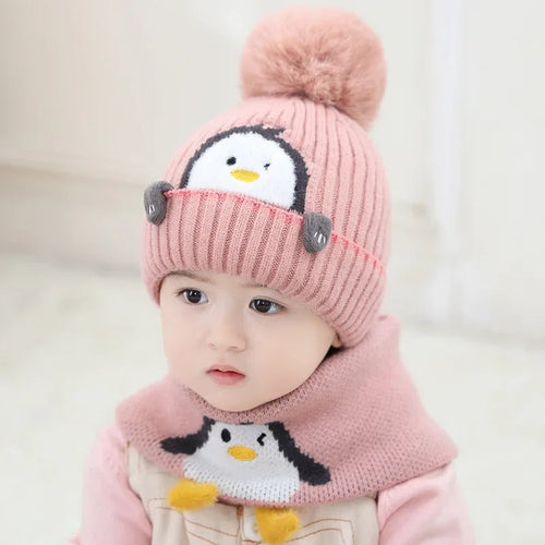 Mini Fashion™ - Schattig Pinguin Design - Kinder Muts & Sjaal