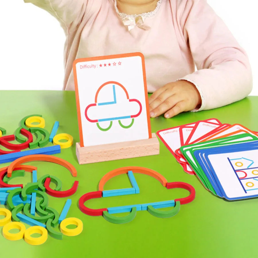 Sticks & Rings – Slim & Creatief – Houten Vormen Puzzel