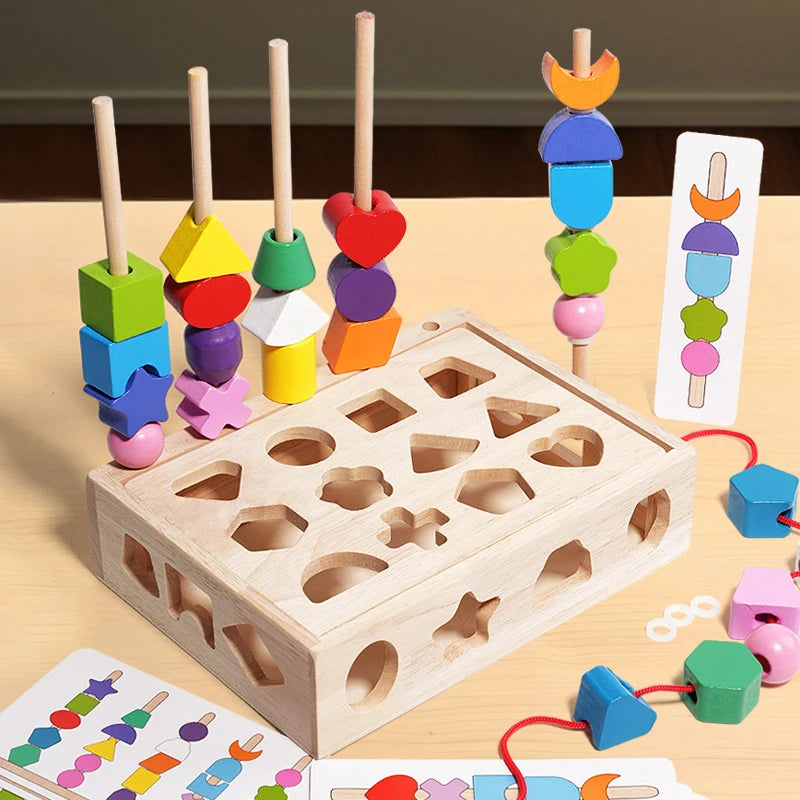 Woods™ - Stimuleer Creativiteit & Verbeter Vaardigheden - Kleurrijke Montessori Puzzelset