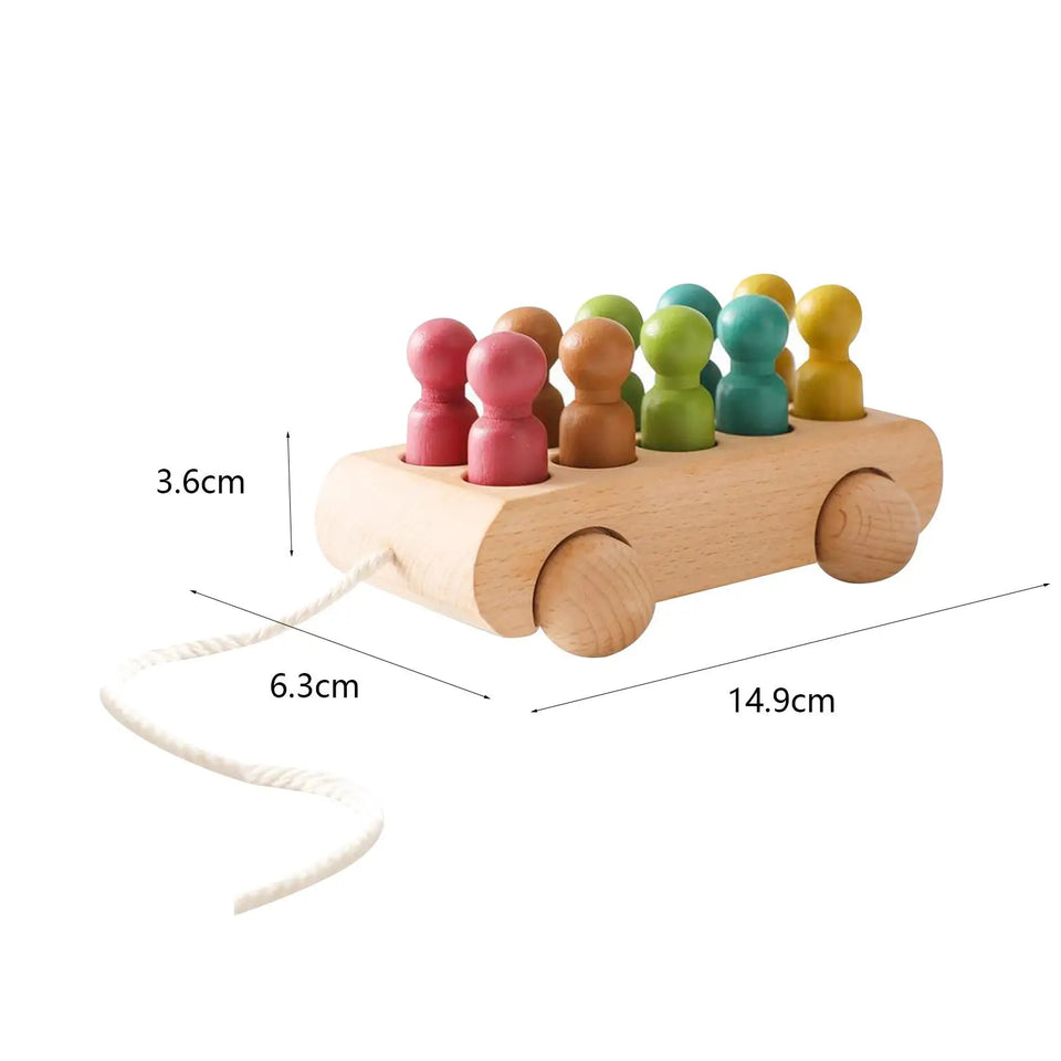 Pop & Roll – Motoriek & Fantasie – Houten Poppen Auto Set