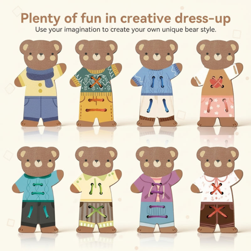 ThreadBear – Schattig & Educatief – Montessori Rijg Speelgoed Beer