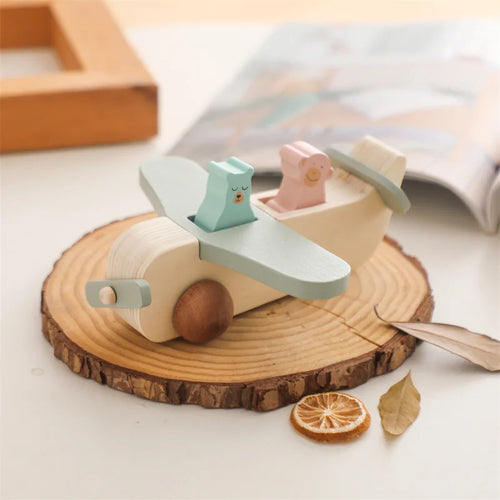 Woods™ - Bevorder Creativiteit & Motoriek - Houten Montessori Vliegtuig Speelgoed