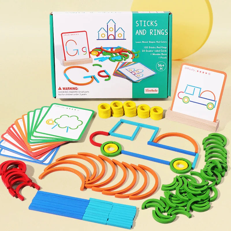 Sticks & Rings – Slim & Creatief – Houten Vormen Puzzel