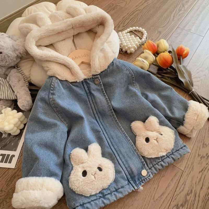 Girls Bunny Denim Coat – Warm & Comfort – Kinder Jas
