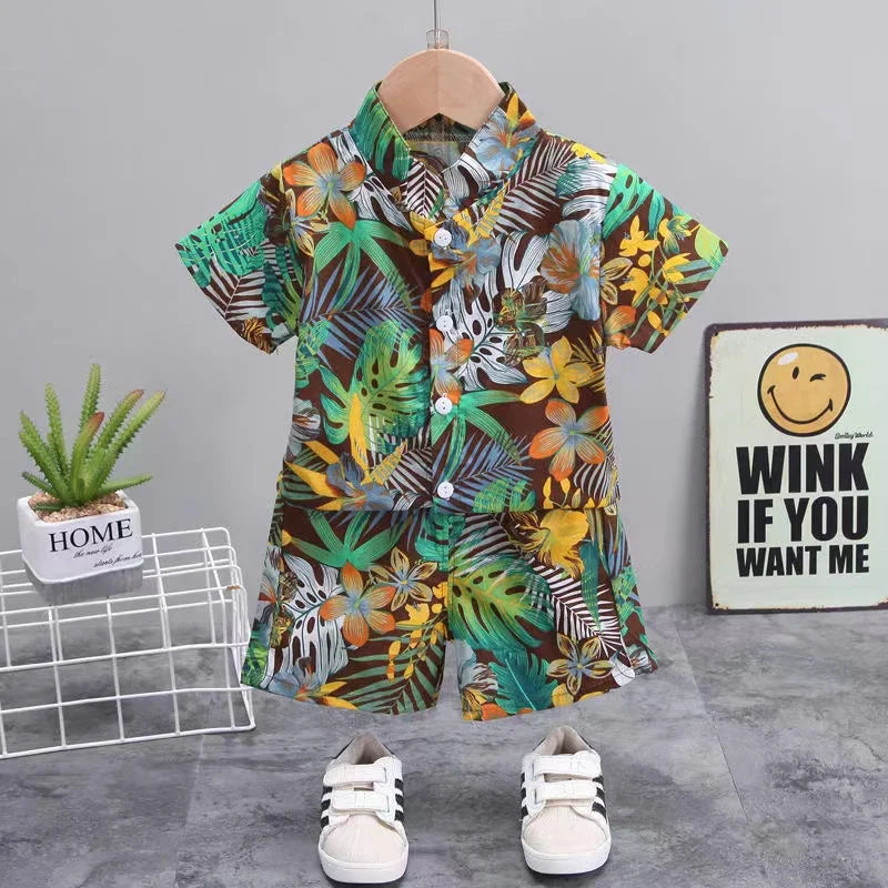 Mini Fashion™ - Fris & Vrolijk - Bloemen Jongens Setje