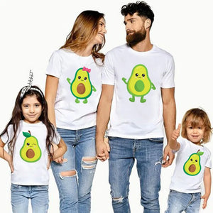 Mini Fashion™ - Matchen Met De Familie - Avocado T-shirt Wit