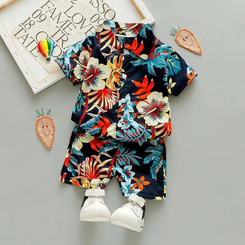 Mini Fashion™ - Fris & Vrolijk - Bloemen Jongens Setje