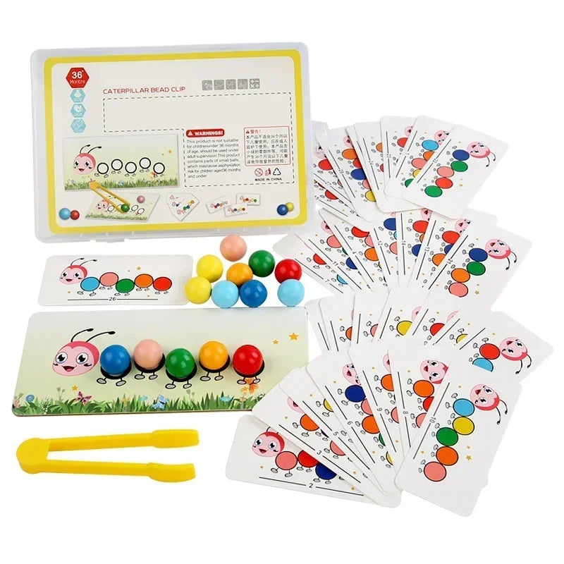 Wooden Clip Beads™ – Kleurrijke Beweegpret met Rups – Kleur & Motoriek Speelgoed