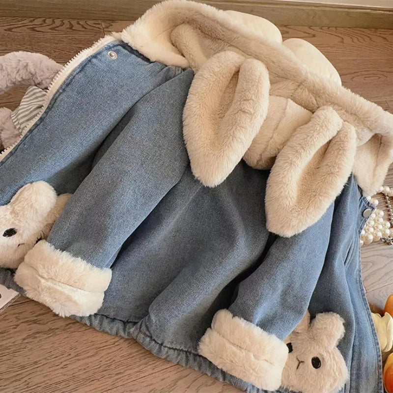 Girls Bunny Denim Coat – Warm & Comfort – Kinder Jas