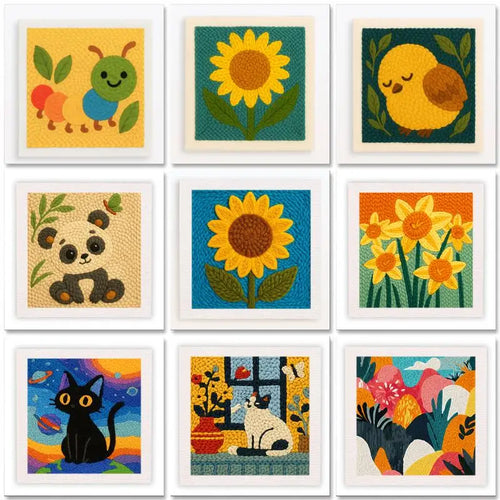 ThreadArt – Handgemaakt & Kleurrijk – Dieren Borduurset