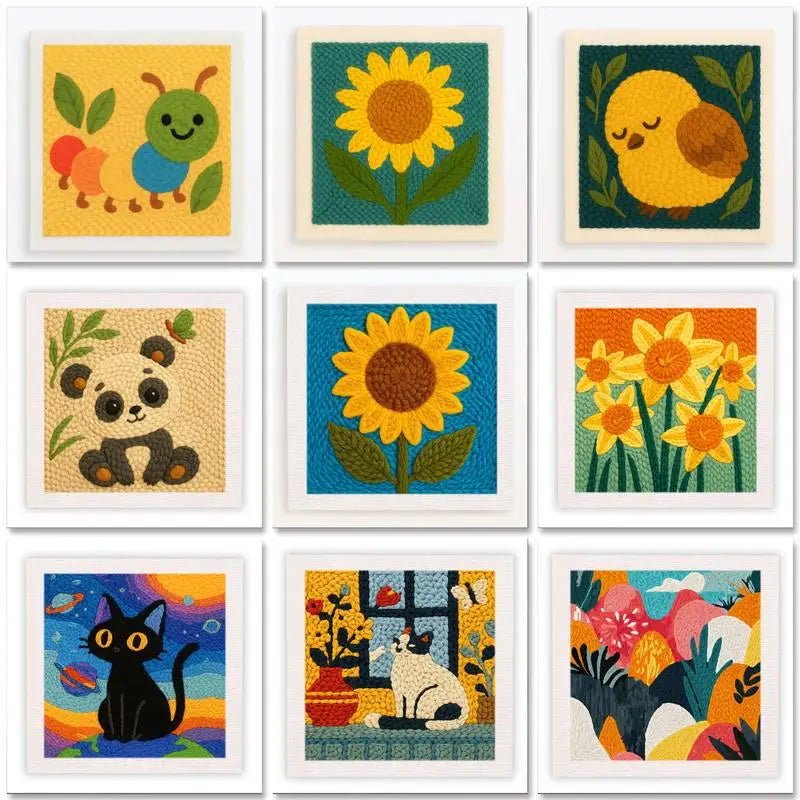 ThreadArt – Handgemaakt & Kleurrijk – Dieren Borduurset