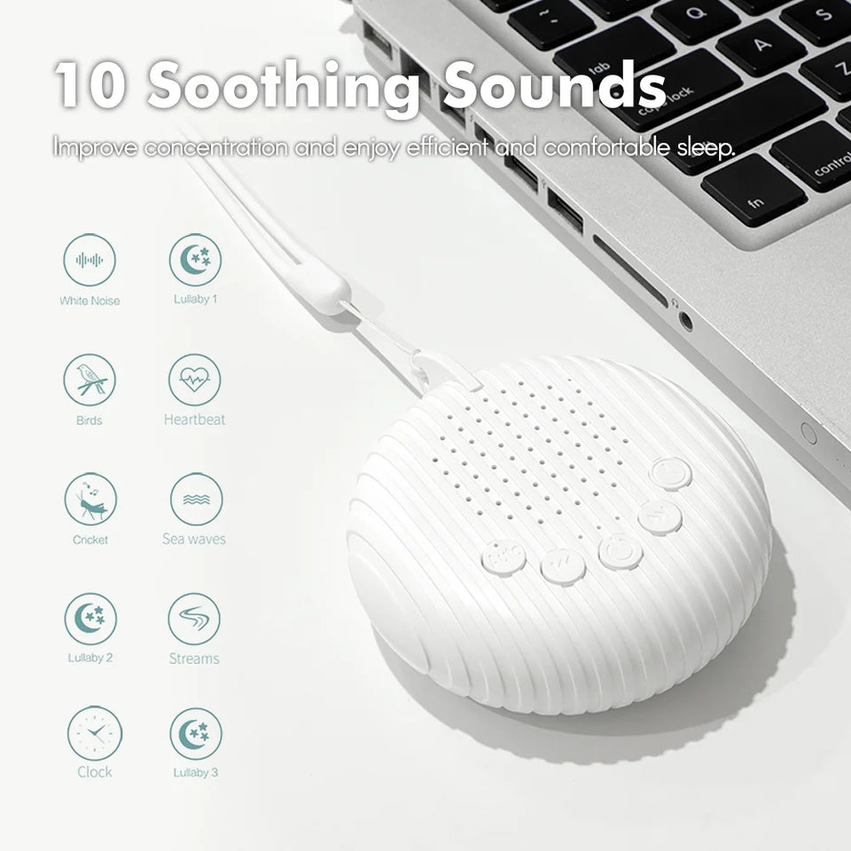 SleepEase – Rust & Reistijd – White Noise Geluidsmachine voor Baby's