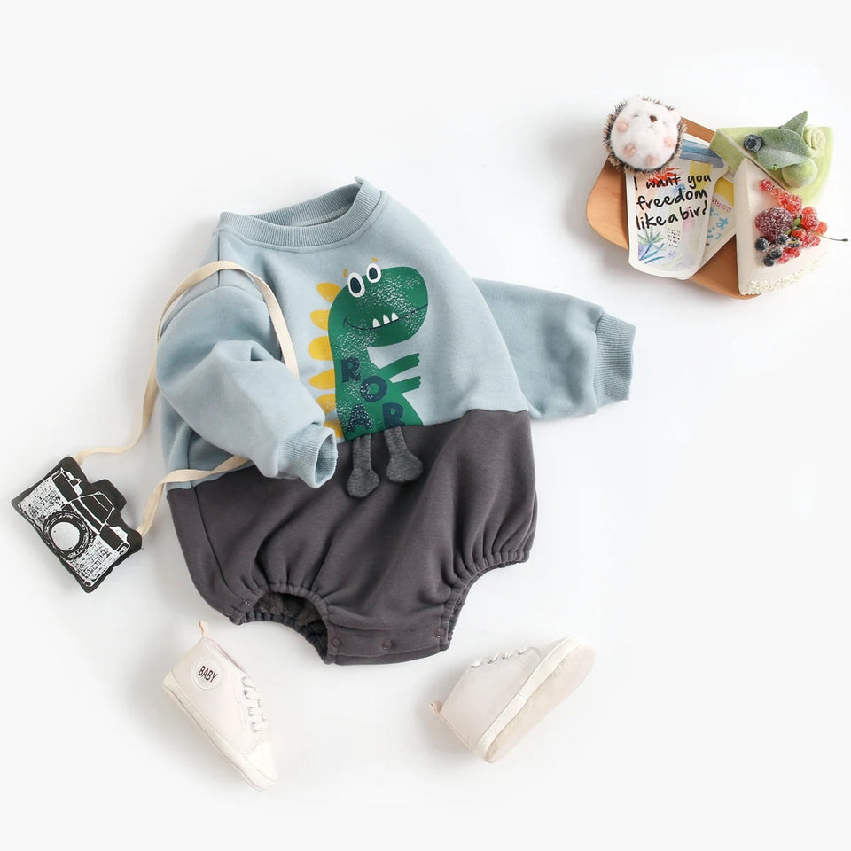 Mini Fashion – Zachte Fleece Onesie met Dino print