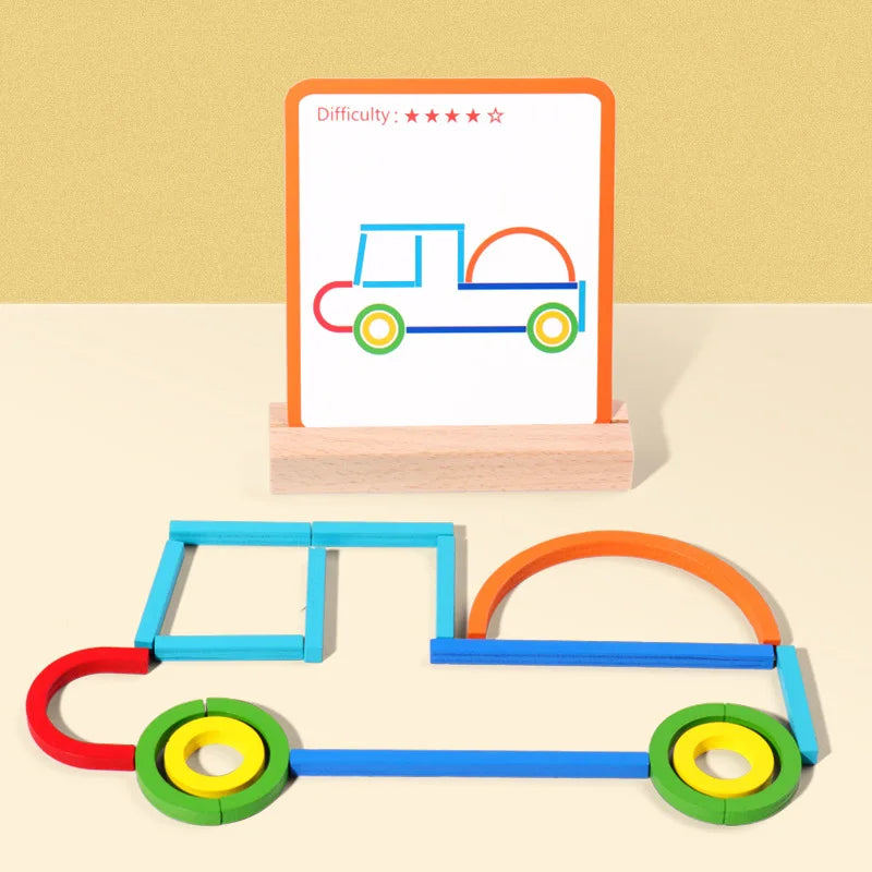 Sticks & Rings – Slim & Creatief – Houten Vormen Puzzel