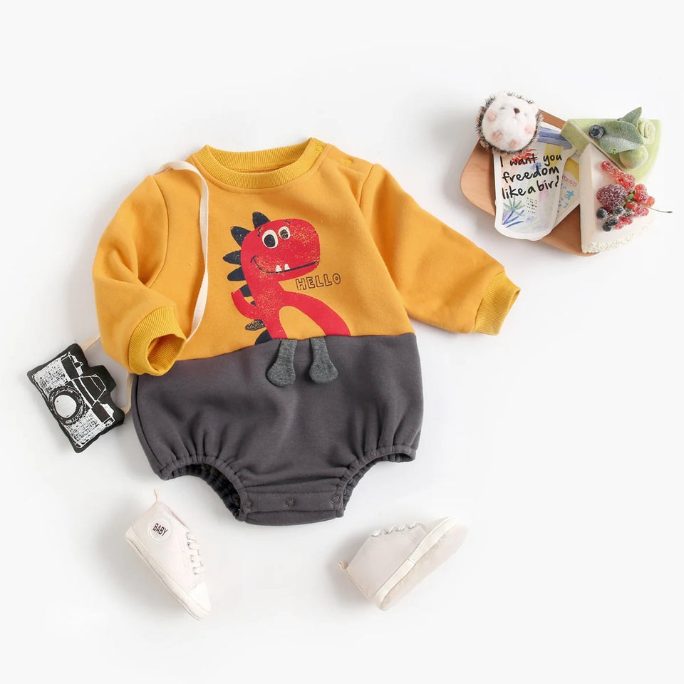 Mini Fashion – Zachte Fleece Onesie met Dino print