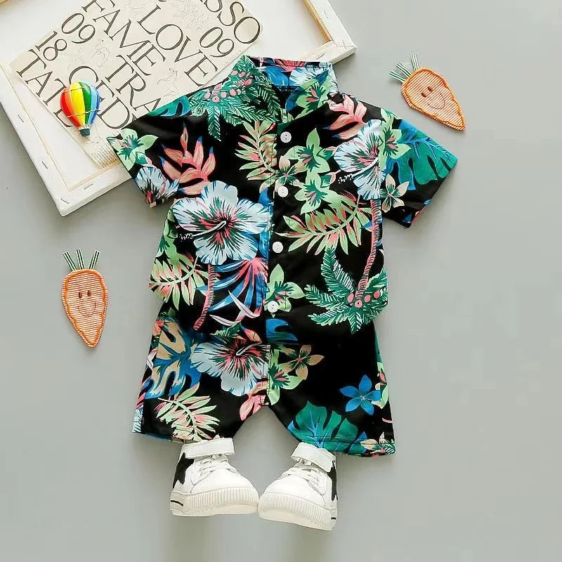 Mini Fashion™ - Fris & Vrolijk - Bloemen Jongens Setje