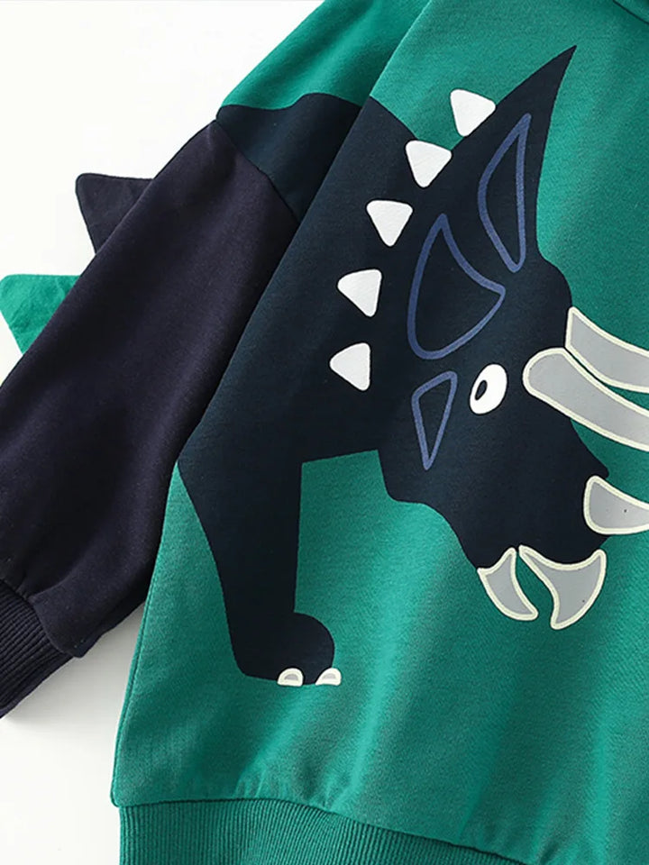 DinoStyle – Warm & Ademend – Hoodie met Triceratops Print