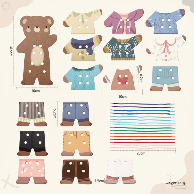 ThreadBear – Schattig & Educatief – Montessori Rijg Speelgoed Beer