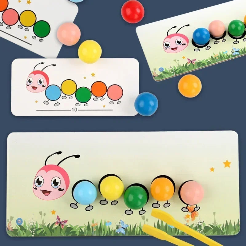 Wooden Clip Beads™ – Kleurrijke Beweegpret met Rups – Kleur & Motoriek Speelgoed