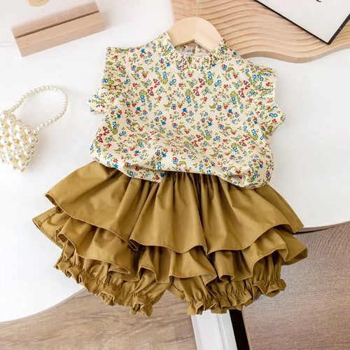 Mini Fashion™ - Zomerse Bloemen - Bloemenprint Top & Rok