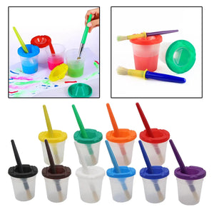 Anti-Spill Paint Cups™ - Verfavontuur zonder gedoe - Kinderverfbekers met deksel & kwast