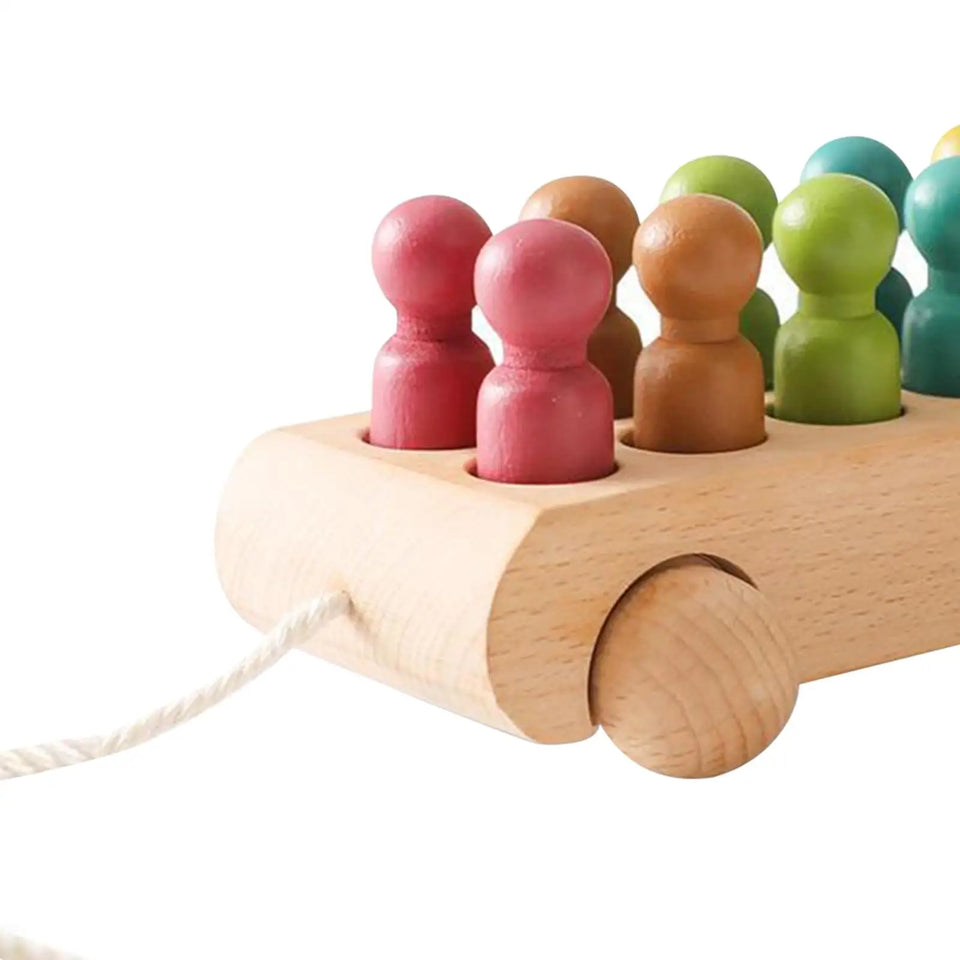 Pop & Roll – Motoriek & Fantasie – Houten Poppen Auto Set