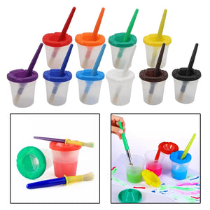 Anti-Spill Paint Cups™ - Verfavontuur zonder gedoe - Kinderverfbekers met deksel & kwast