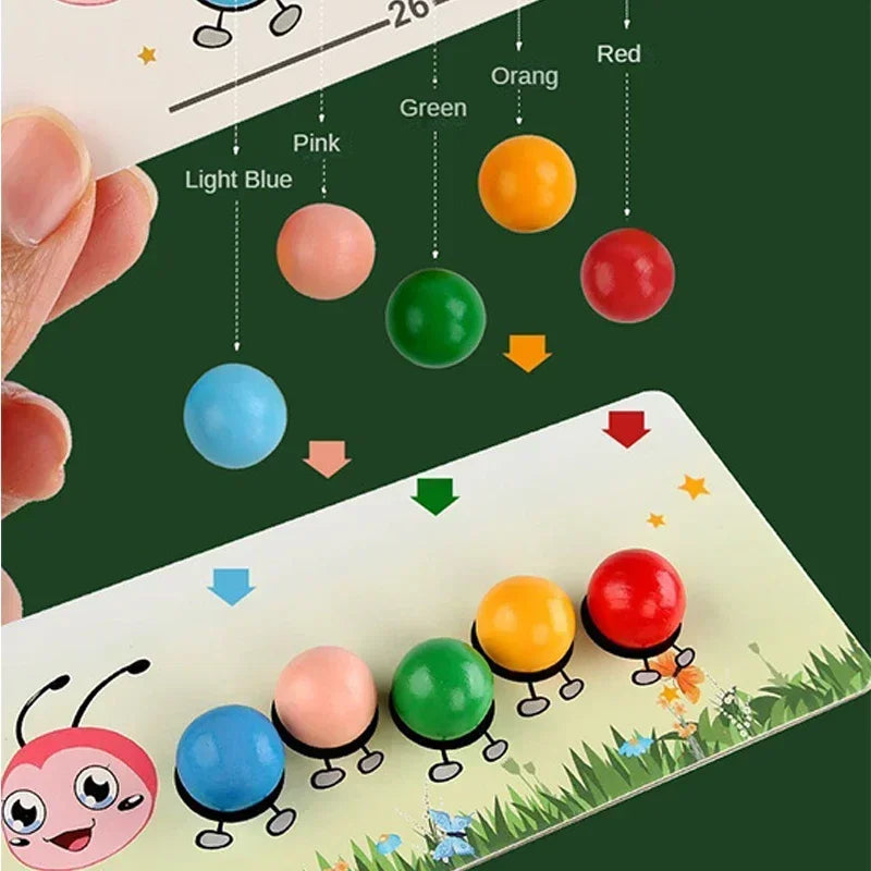 Wooden Clip Beads™ – Kleurrijke Beweegpret met Rups – Kleur & Motoriek Speelgoed