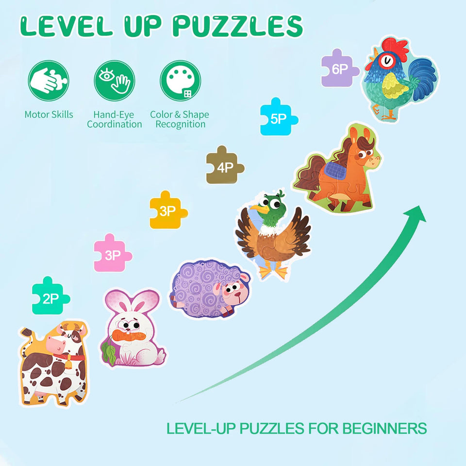 Woods™ - Fijne Motoriek & Creatief - 6-in-1 Puzzel