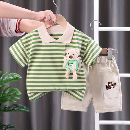 Mini Fashion™ - Streepjespak - Katoenen Kledingset