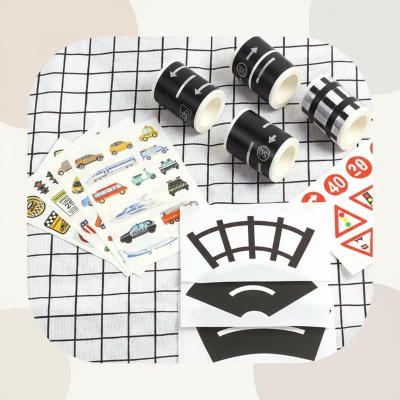 KidoTape – Kleurrijk & Handig – Verkeersweg Sticker Tape Set