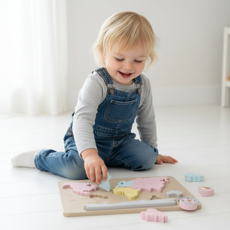 GeoKids – Montessori & Educatief – Siliconen Wereldkaart Puzzel