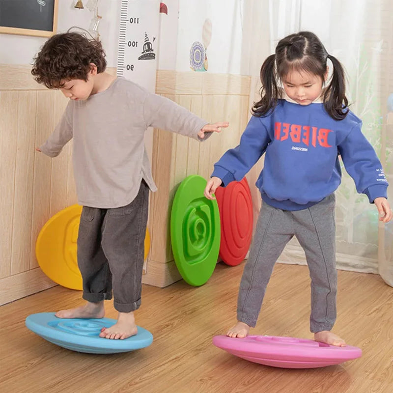KiddyMoon houten evenwichtsbord voor kinderen, baby's montessori speelgoed, evenwicht, balanceren baby's houten speelgoed, evenwichtsbord wiebelbord evenwicht, grijs/blauw vilt