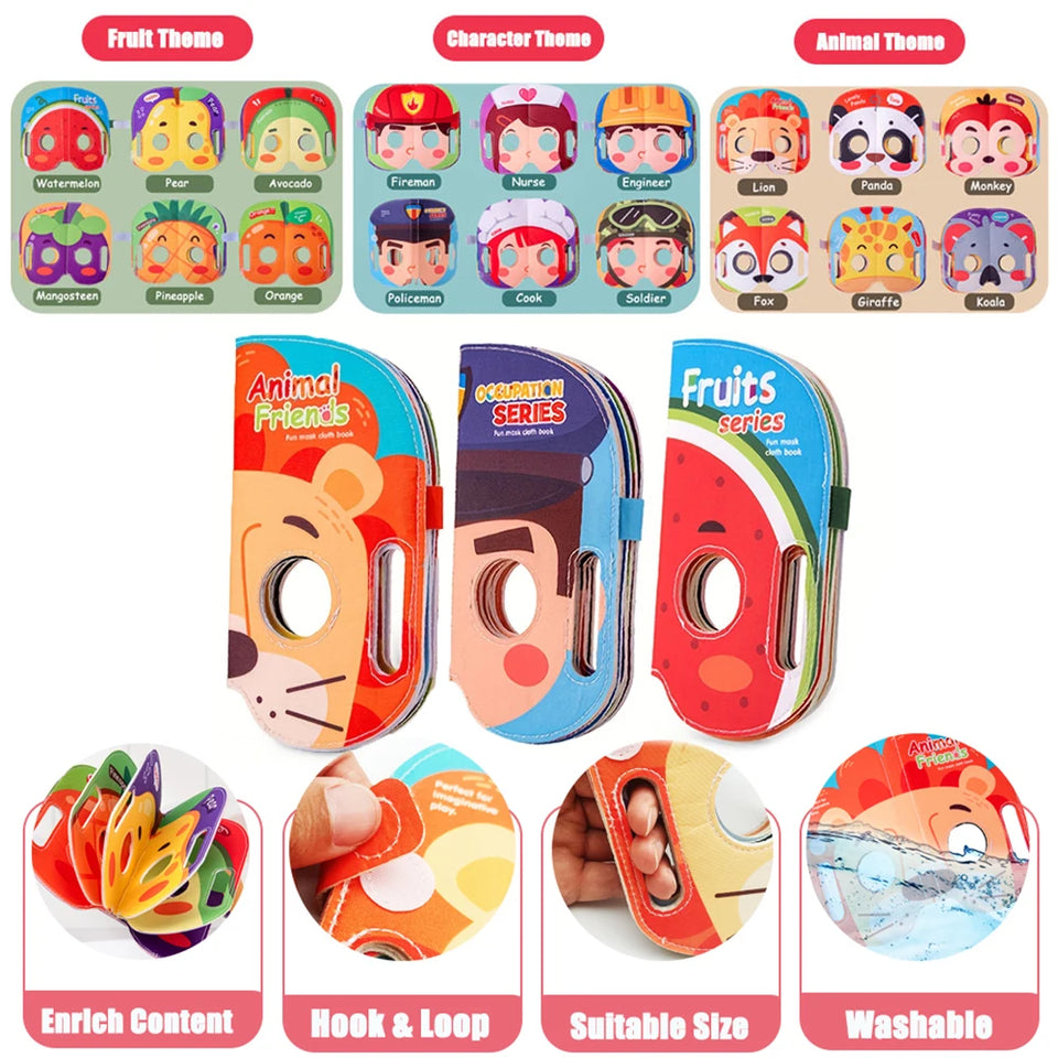 Mask Book™ – Baby leert eerste indrukken – Stoffen Masker Boek