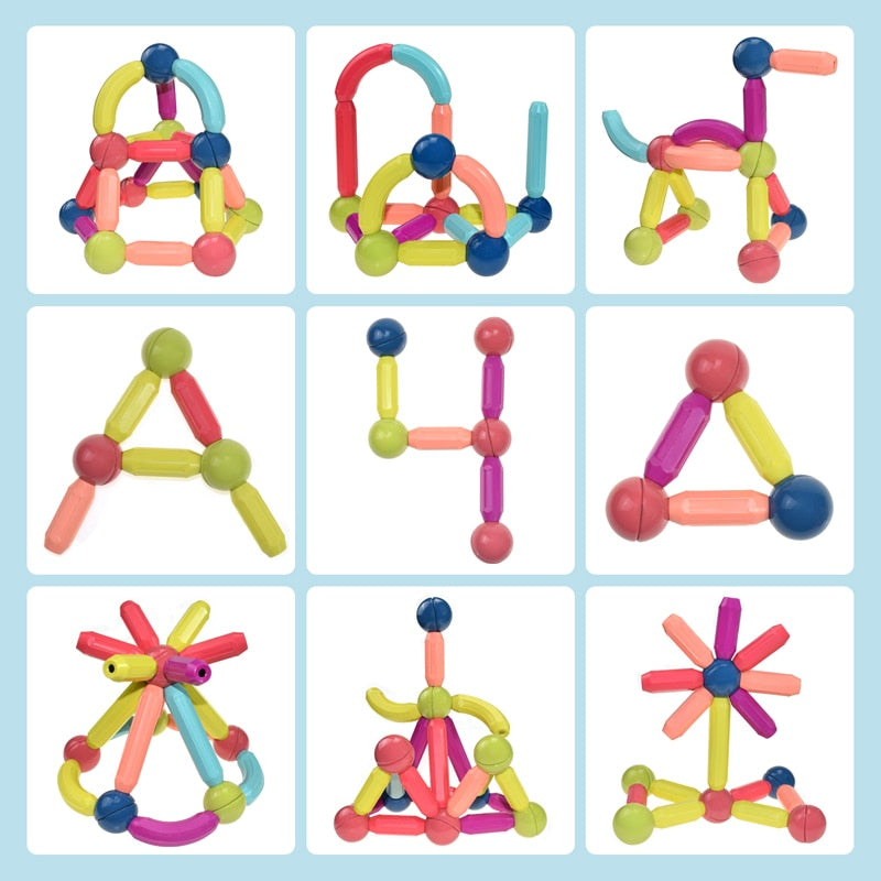 Magnetische mehrfarbige Stangen 36 Stück Silberkugeln 27 Stück | Cool Mania Magnetische mehrfarbige Stangen 36 Stück Silberkugeln 27 Stück | Cool Mania