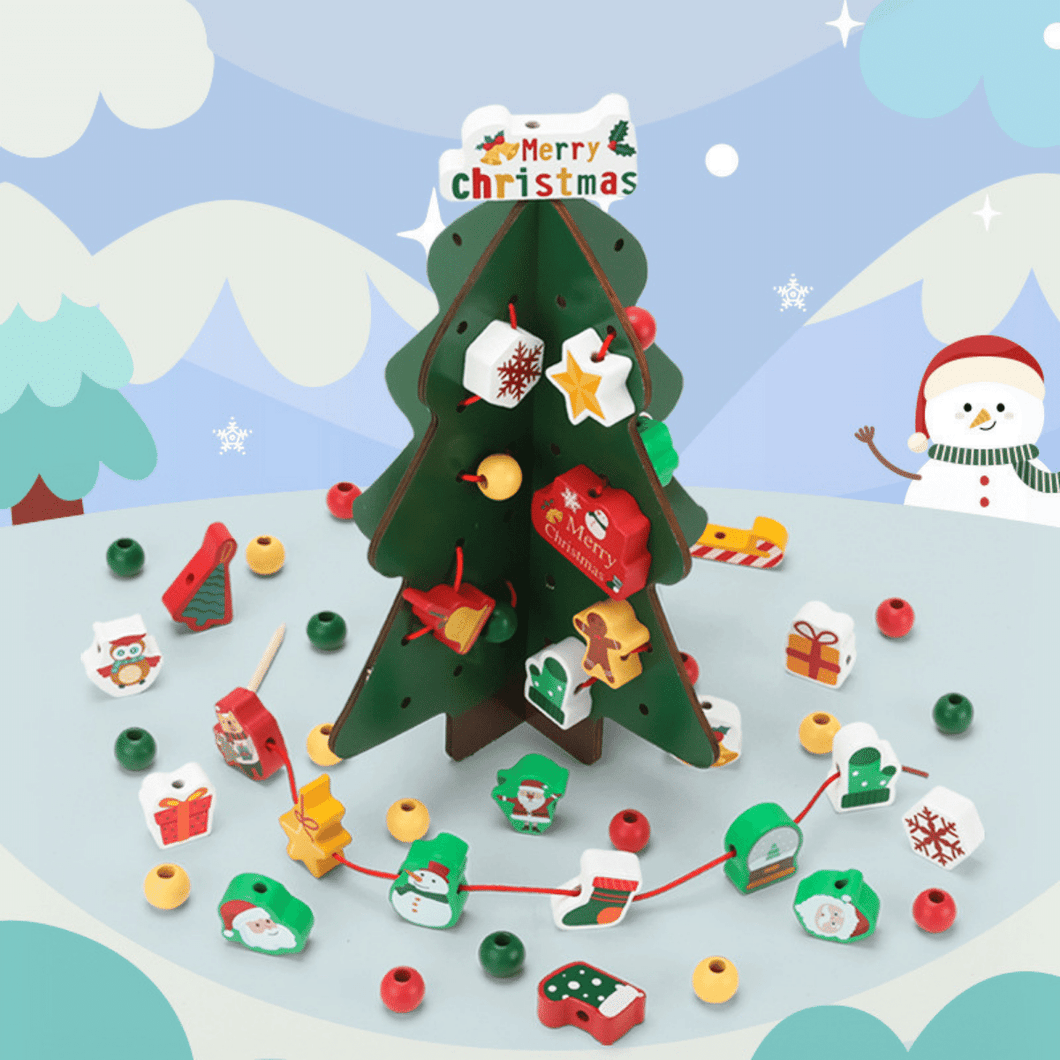 Woods™ - Creatieve rijgkralen - Educatieve kerstboom